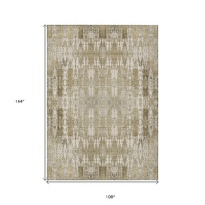 9' X 12' Beige Ivory And Tan Moroccan Washable Indoor Outdoor Area Rug