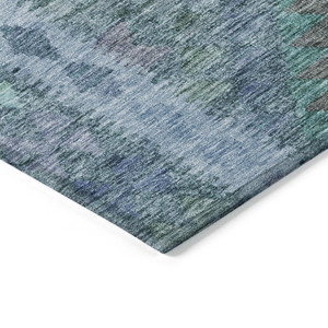 10' X 14' Blue Geometric Washable Indoor Outdoor Area Rug