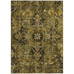 9' X 12' Coffee And Gray Oriental Washable Indoor Outdoor Area Rug