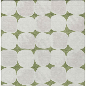 9' X 12' Green And Beige Abstract Washable Indoor Outdoor Area Rug