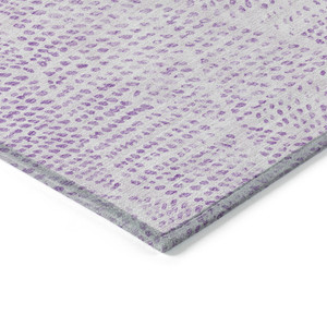 9' X 12' Purple And Ivory Geometric Washable Indoor Outdoor Area Rug