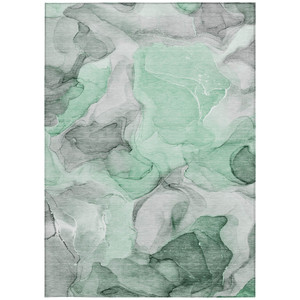 9' X 12' Green Abstract Washable Non Skid Indoor Outdoor Area Rug - 608219334536