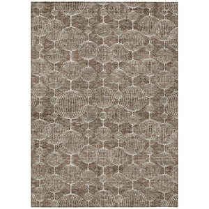 8' X 10' Chocolate And Beige Geometric Washable Indoor Outdoor Area Rug