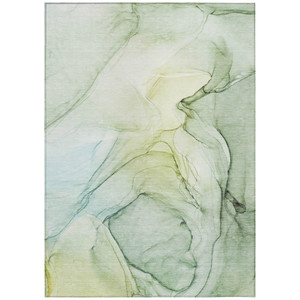 8' X 10' Green Abstract Washable Non Skid Indoor Outdoor Area Rug - 608219341886