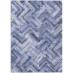 10' X 14' Navy Blue And Sky Blue Geometric Washable Indoor Outdoor Area Rug