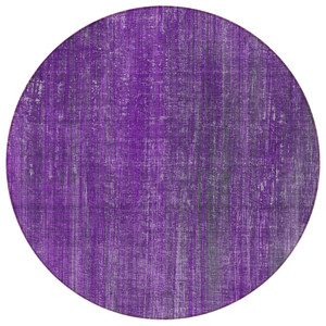 8' Round Purple Round Striped Washable Non Skid Indoor Outdoor Area Rug - Purple