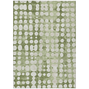 10' X 14' Artichoke Green And Ivory Abstract Washable Indoor Outdoor Area Rug