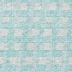 10' X 14' Aqua And Ivory Plaid Washable Indoor Outdoor Area Rug