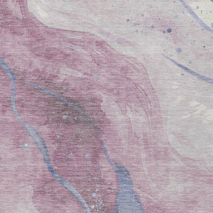 9' X 12' Mauve And Pink Abstract Washable Indoor Outdoor Area Rug