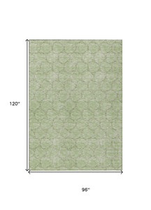 8' X 10' Sage And Ivory Geometric Washable Indoor Outdoor Area Rug