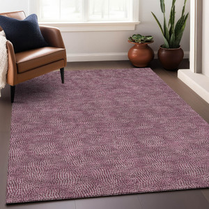 9' X 12' Eggplant And Ivory Geometric Washable Indoor Outdoor Area Rug Transitional Style - Eggplant, Ivory Color