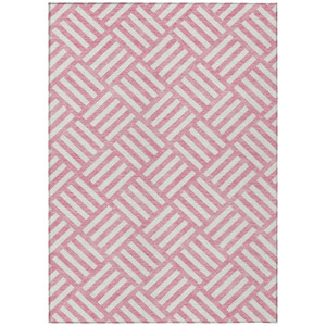 8' X 10' Pink And Ivory Geometric Washable Indoor Outdoor Area Rug - 608219318123