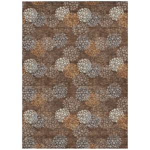 9' X 12' Brown Gray And Ivory Polka Dot Washable Indoor Outdoor Area Rug