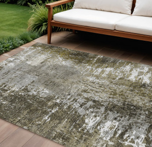 8' X 10' Taupe Brown And Gray Abstract Washable Indoor Outdoor Area Rug - Taupe, Brown, Gray