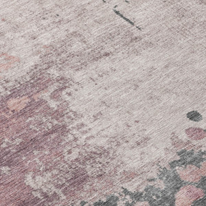 8' Blush Sage And Charcoal Round Abstract Washable Indoor Outdoor Area Rug