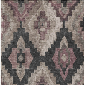 9' X 12' Taupe And Charcoal Aztec Washable Indoor Outdoor Area Rug