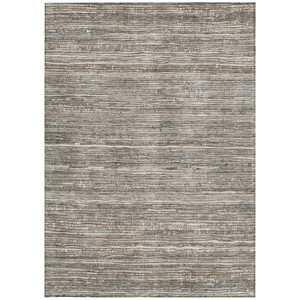 8' X 10' Beige And Gray Striped Washable Indoor Outdoor Area Rug - Beige, Gray