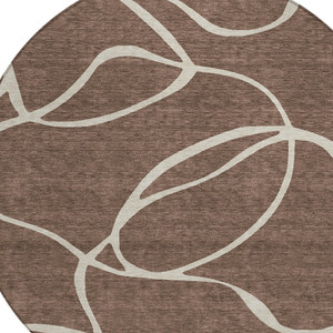 8' Brown And Beige Round Abstract Washable Indoor Outdoor Area Rug - 608219355937