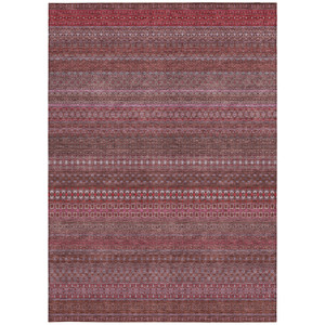 9' X 12' Merlot Striped Washable Non Skid Indoor Outdoor Area Rug