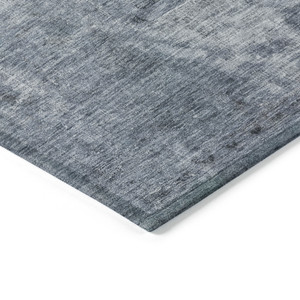 9' X 12' Blue And Gray Abstract Washable Indoor Outdoor Area Rug - Blue, Gray