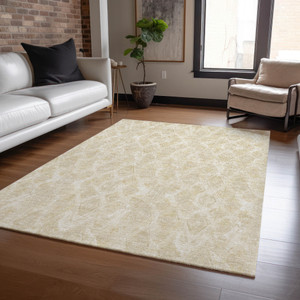 10' X 14' Beige Taupe And Tan Geometric Washable Indoor Outdoor Area Rug