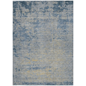 8' X 10' Navy Blue And Beige Abstract Washable Indoor Outdoor Area Rug - 880016549096