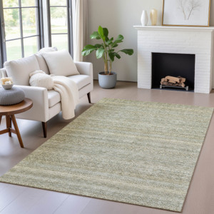 10' X 14' Linen And Beige Striped Washable Indoor Outdoor Area Rug