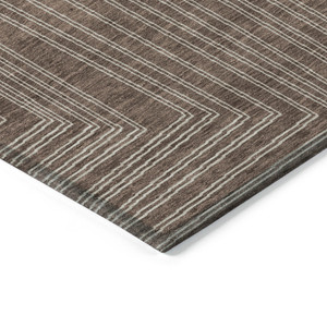 10' X 14' Brown And Ivory Geometric Washable Indoor Outdoor Area Rug Transitional Style - Brown, Ivory Color