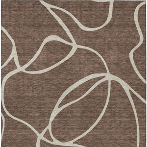 9' X 12' Brown And Beige Abstract Washable Indoor Outdoor Area Rug Transitional Style - Brown, Beige Color