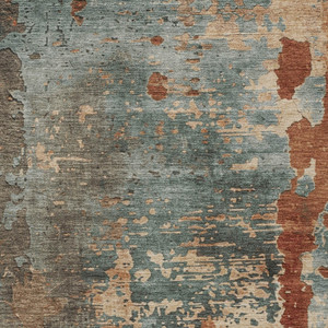 8' X 10' Pale Aqua Copper And Beige Abstract Washable Indoor Outdoor Area Rug