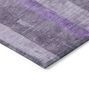 9' X 12' Purple And Lilac Striped Washable Indoor Outdoor Area Rug