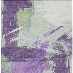 8' X 10' Purple Mint Green And Ivory Abstract Washable Indoor Outdoor Area Rug - 880016571622