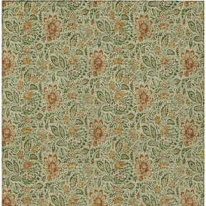 8' X 10' Green Copper And Sage Floral Washable Indoor Outdoor Area Rug