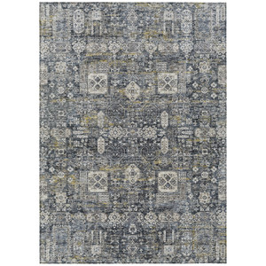 10' X 14' Charcoal Gray And Ivory Oriental Washable Indoor Outdoor Area Rug