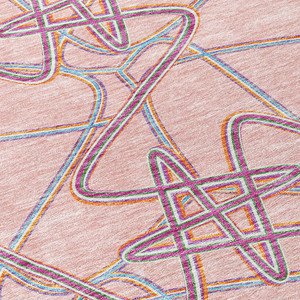 8' X 10' Pink Purple And Sky Blue Geometric Washable Indoor Outdoor Area Rug