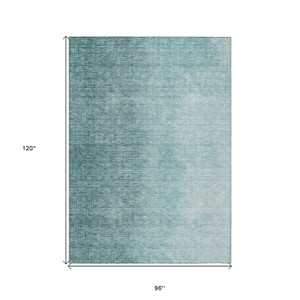 8' X 10' Teal Blue And Aqua Abstract Washable Indoor Outdoor Area Rug - 608219217938