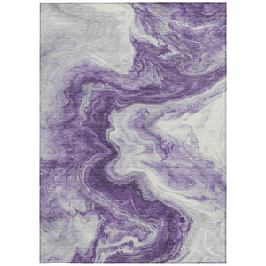 10' X 14' Purple And Silver Abstract Washable Indoor Outdoor Area Rug