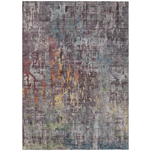 9' X 12' Pewter Abstract Washable Indoor Outdoor Area Rug