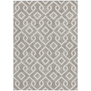 10' X 14' Taupe And Ivory Geometric Washable Indoor Outdoor Area Rug - 608219056391