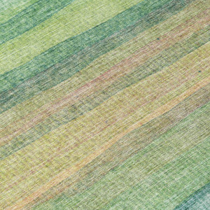 10' X 14' Artichoke Green Peach And Teal Blue Striped Washable Indoor Outdoor Area Rug