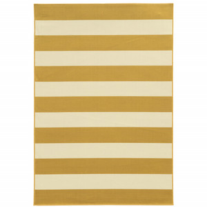 2' X 4' Gold Geometric Stain Resistant Indoor Outdoor Area Rug - 606114577621