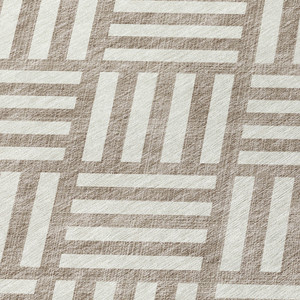 10' X 14' Taupe And Ivory Geometric Washable Indoor Outdoor Area Rug - Taupe, Ivory