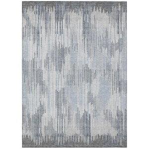 9' X 12' Gray And Ivory Striped Washable Indoor Outdoor Area Rug - 608219249434
