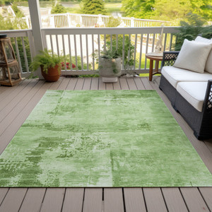 10' X 14' Green And Ivory Abstract Washable Indoor Outdoor Area Rug Transitional Style - Green, Ivory Color