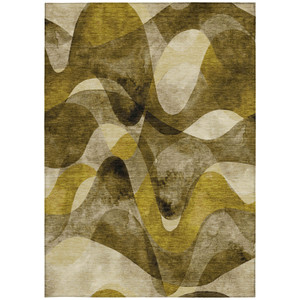 9' X 12' Coffee Abstract Washable Non Skid Indoor Outdoor Area Rug