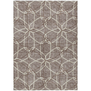 8' X 10' Taupe And Ivory Geometric Washable Indoor Outdoor Area Rug Modern Style - Taupe, Ivory Color