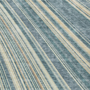 8' X 10' Sky Blue Beige And Tan Striped Washable Indoor Outdoor Area Rug