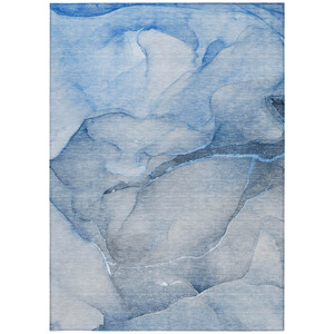9' X 12' Blue Abstract Washable Non Skid Indoor Outdoor Area Rug - 608219255336