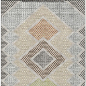 10' X 14' Pewter Copper And Silver Geometric Washable Indoor Outdoor Area Rug
