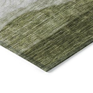 10' X 14' Green And Beige Abstract Washable Indoor Outdoor Area Rug - Green, Beige